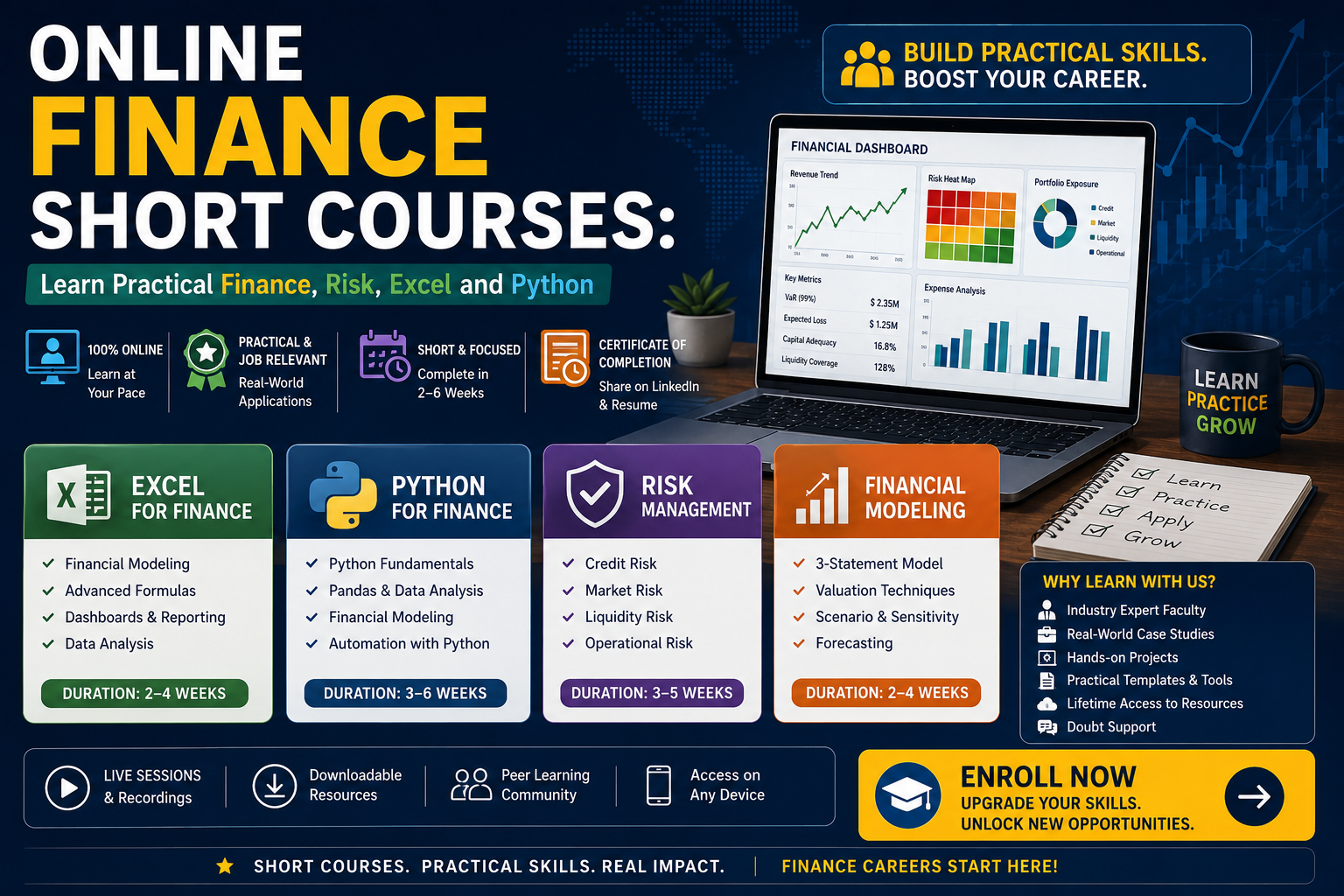 Online Finance Short Courses: Learn Practical Finance, Risk, Excel and Python